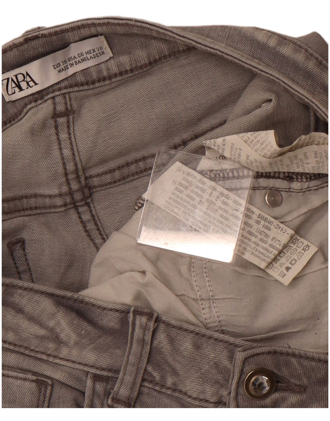 Женские джинсы скинни ZARA EU 38, маленькие W28 L27, серый хлопок