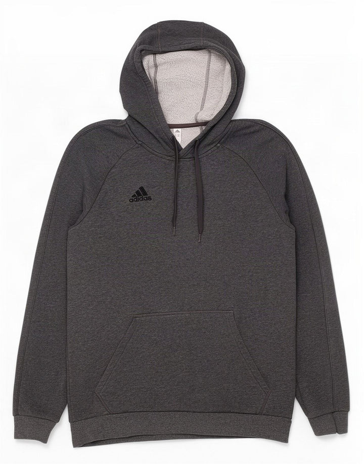 Мужской джемпер с капюшоном Adidas среднего серого цвета в крапинку, хлопок