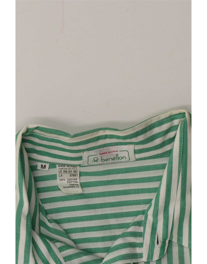 Мужская рубашка Benetton в тонкую полоску среднего зеленого цвета, хлопок