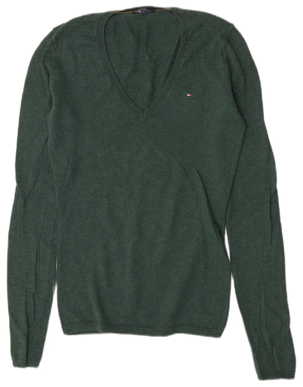 Женский джемпер обычного кроя с v-образным вырезом Tommy Hilfiger UK 6 XS, зеленый