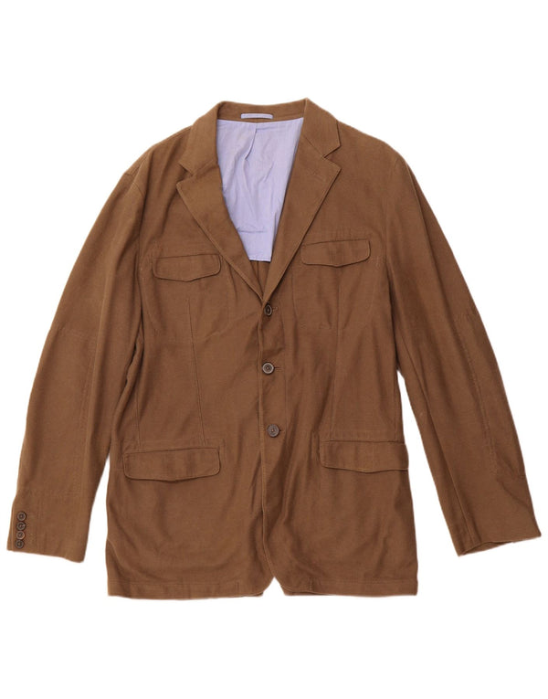 Мужской пиджак MASSIMO DUTTI на 3 пуговицах UK 40, большой коричневый хлопок