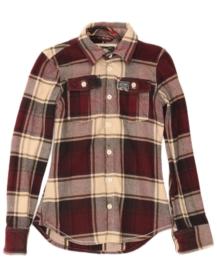 Мужская фланелевая рубашка Superdry, маленькая бордовая клетка, хлопок