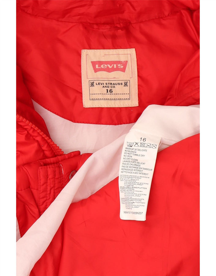 Утепленная куртка с капюшоном Levi's для девочек 15-16 лет, красный полиэстер