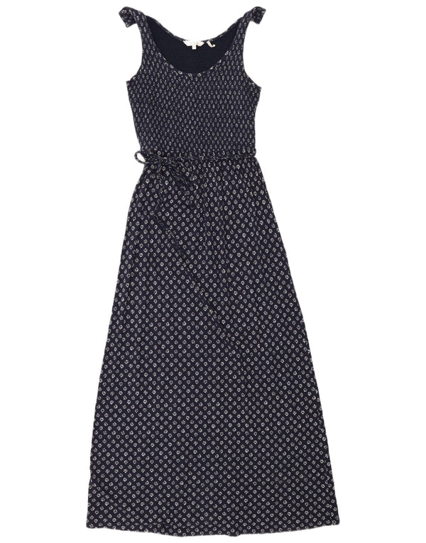 Fat Face Womens Sleeveless Maxi Dress UK 10 Small Navy Blue Floral Cotton