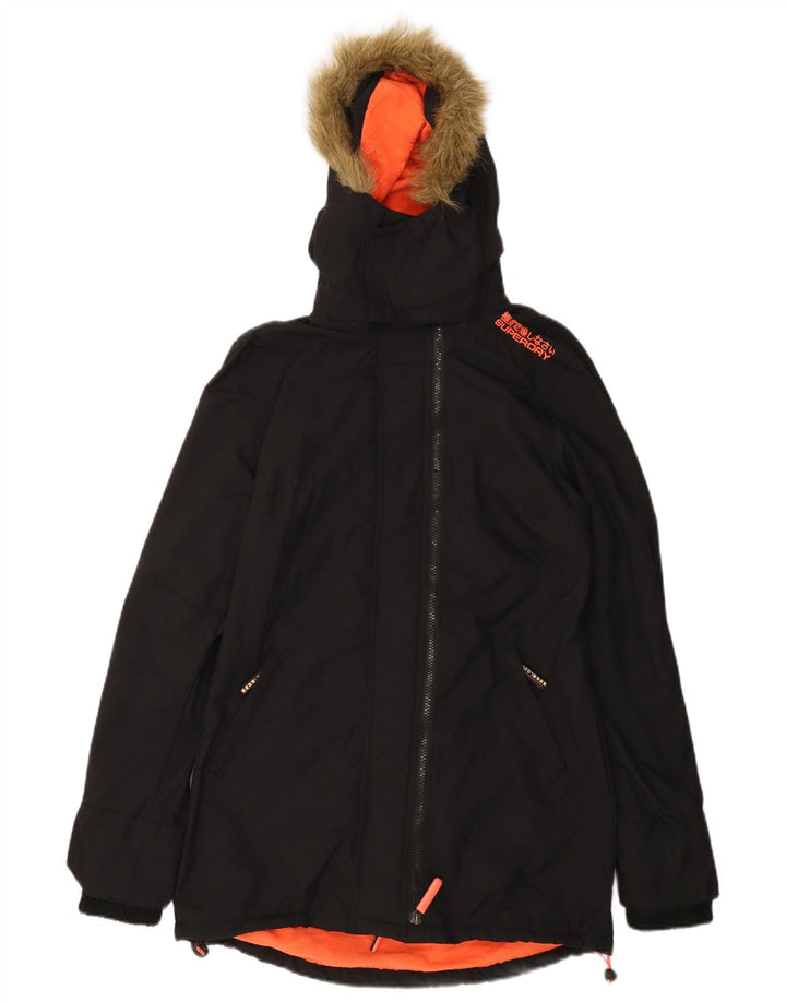 Мужская парка SUPERDRY с капюшоном UK 36, маленькая, черный нейлон