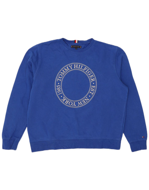 Tommy Hilfiger Mens Graphic Sweatshirt Jumper XL Blue Cotton