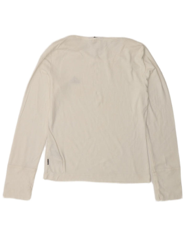 Женский топ ADIDAS с длинным рукавом UK 10, маленький белый хлопок