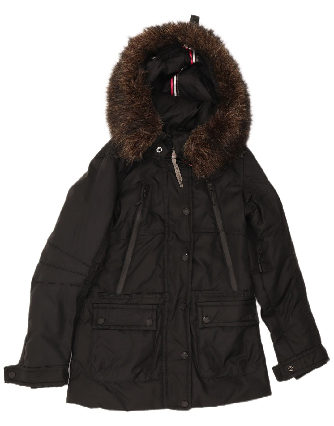 Женская утепленная куртка с капюшоном Superdry UK 10, маленькая, черный нейлон