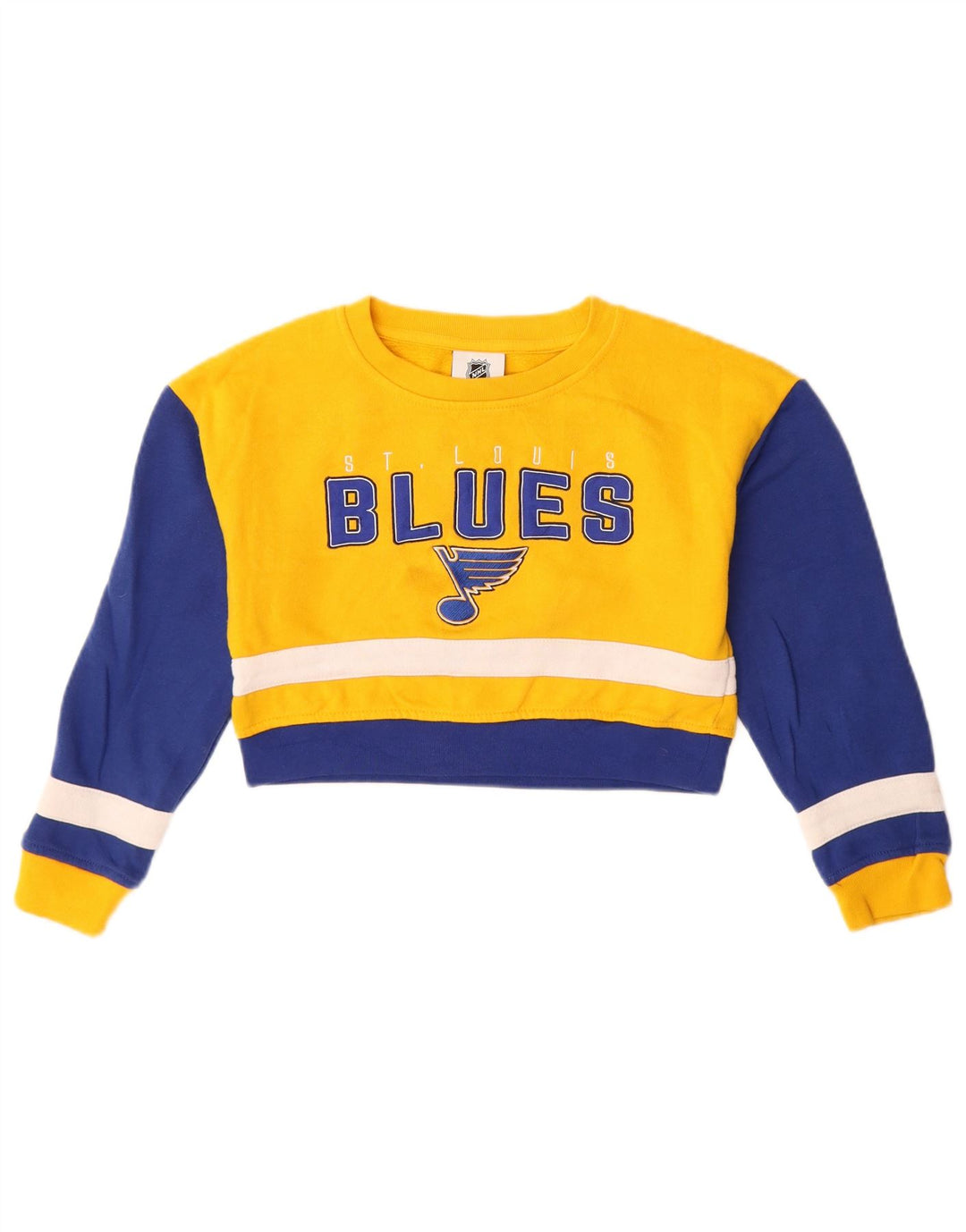 Укороченный свитер с рисунком для девочек НХЛ, 7–8 лет, желтый с цветными блоками