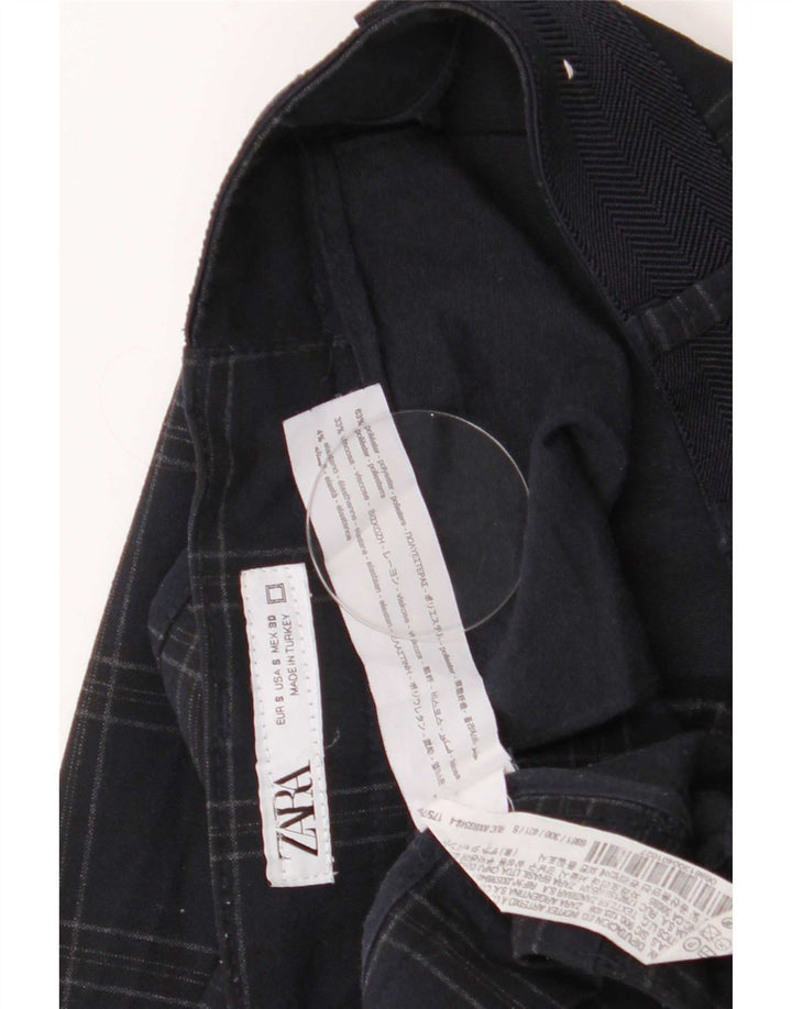 Мужские брюки-чиносы Zara, маленькие W30 L29, темно-синие в клетку, полиэстер