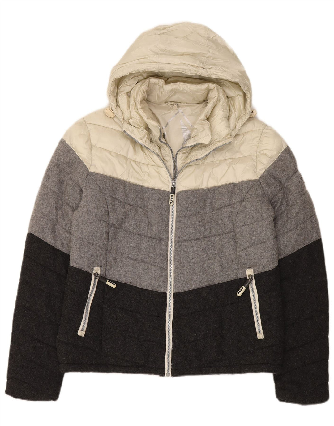 Женская утепленная куртка Superdry с капюшоном UK 18 XL Разноцветные цветные блоки