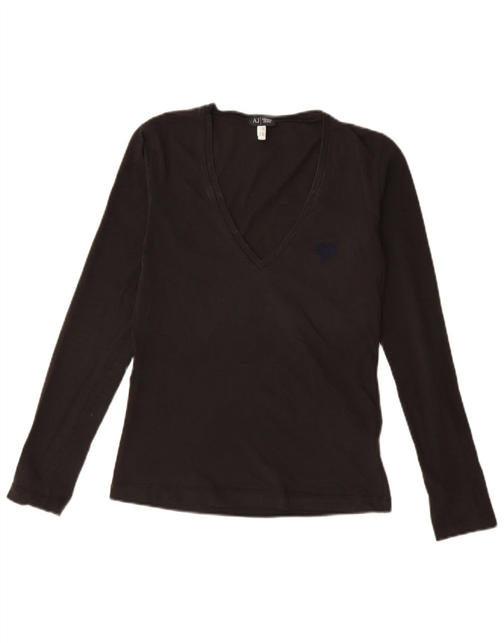 Armani Jeans Женский топ с длинным рукавом EU 38 Средний Черный Хлопок