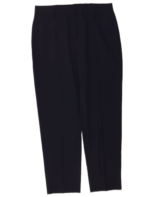 Marks & Spencer Womens Tapered Suit Trousers UK 14 Large W34 L28 Navy Blue