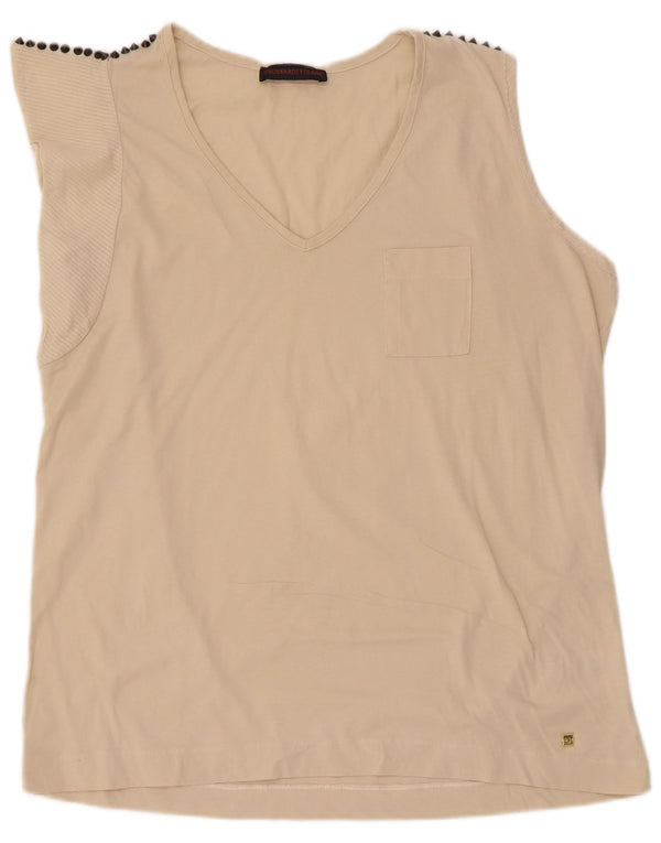 Женская футболка Trussardi Jeans Top UK 18 XL Бежевый хлопок