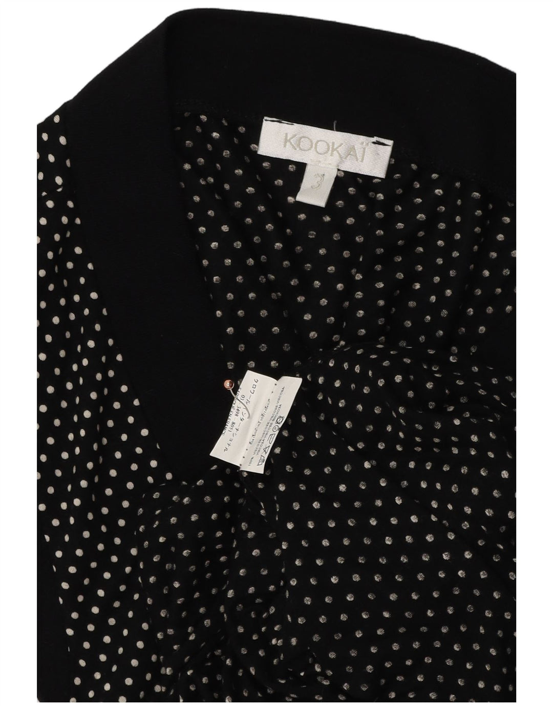 Женский кардиган без рукавов с запахом KOOKAI, размер США 3, маленький черный в горошек