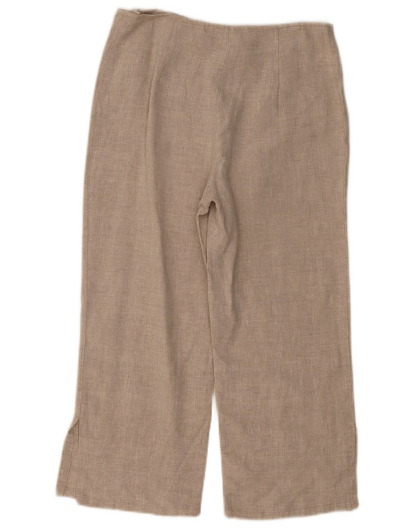 ВИНТАЖНЫЕ женские прямые брюки-капри UK 10, маленькие W30 L21, бежевый лен