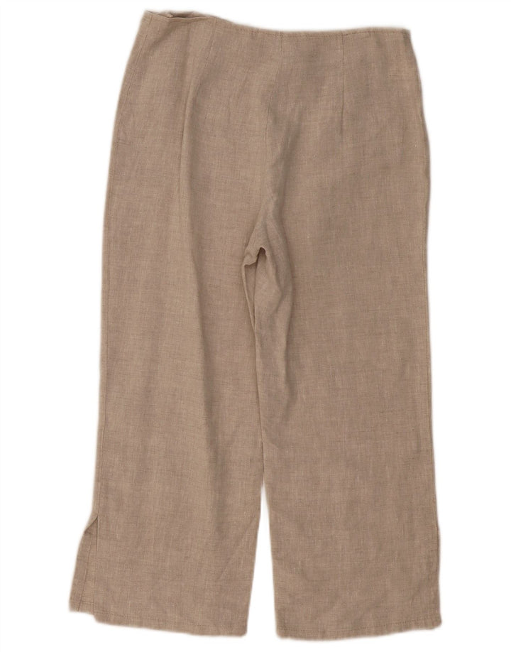 ВИНТАЖНЫЕ женские прямые брюки-капри UK 10, маленькие W30 L21, бежевый лен