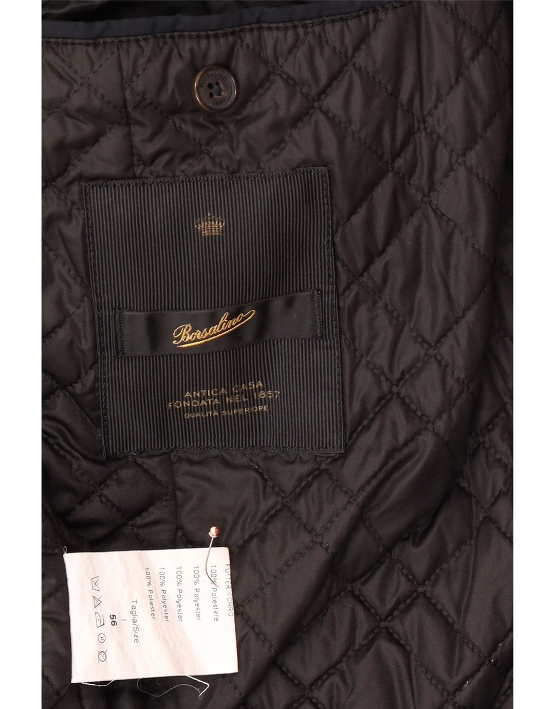 BORSALINO Мужское пальто IT 56 3XL Темно-синий Полиэстер Классический