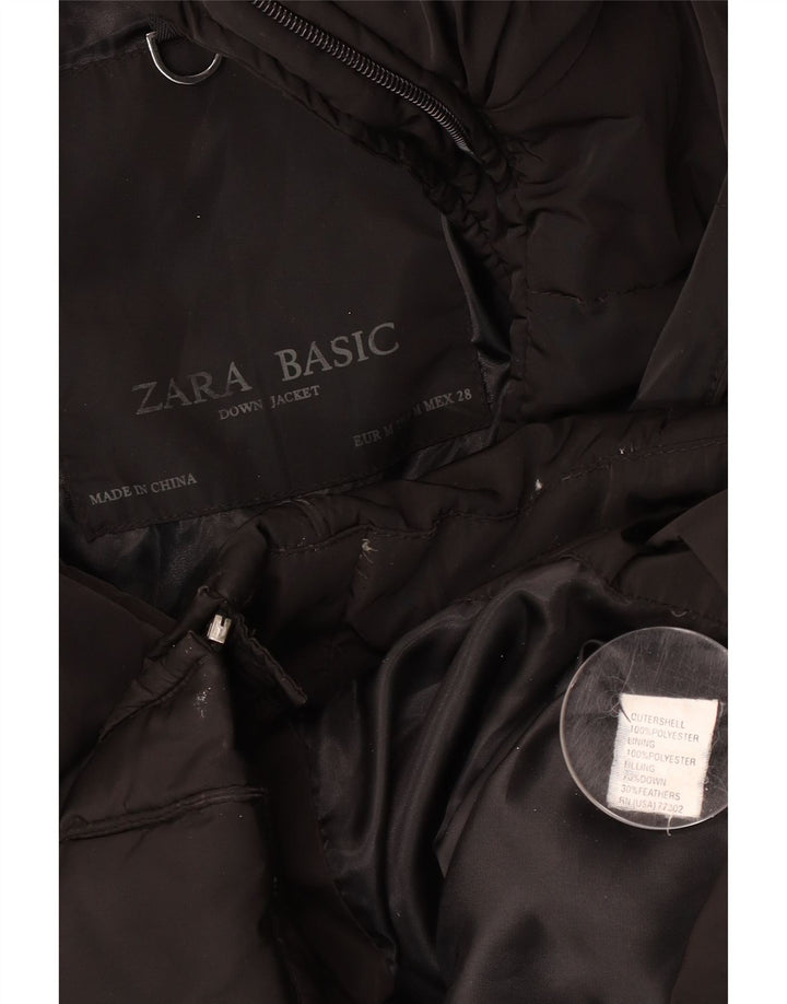 Женская стеганая куртка Zara UK 14, средний черный полиэстер