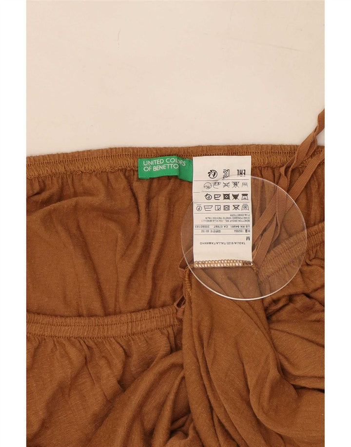 Женский топ оверсайз с открытыми плечами Benetton, Великобритания 14, средний бежевый, вискоза