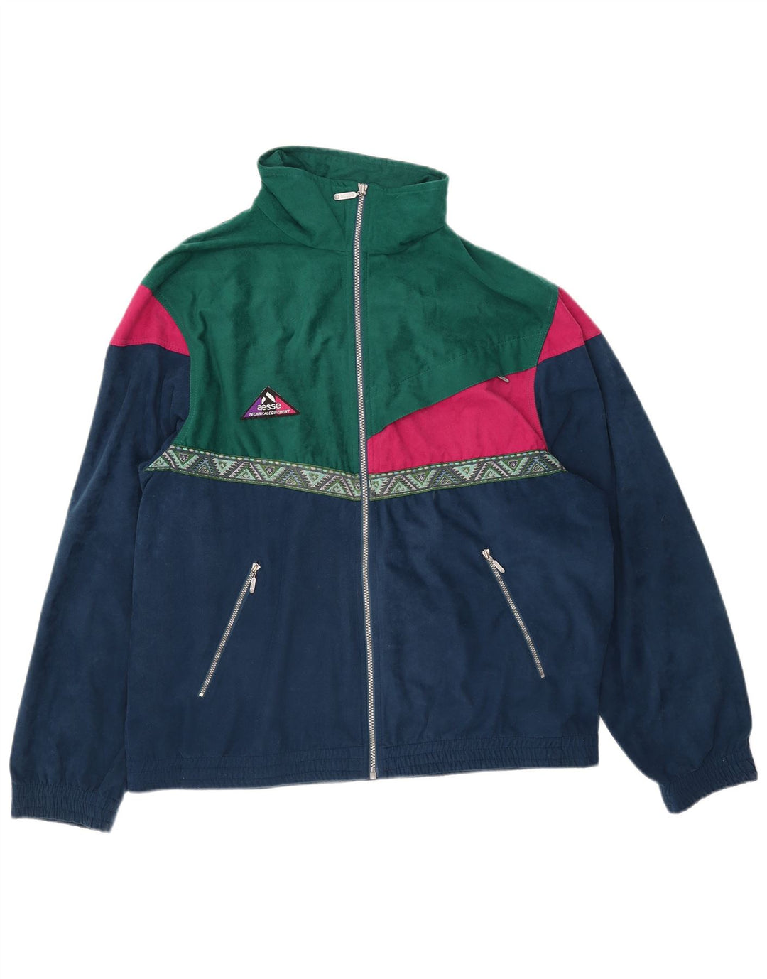 Мужской велюровый спортивный костюм Aesse 2XL, темно-синий, полиэстер с цветными блоками