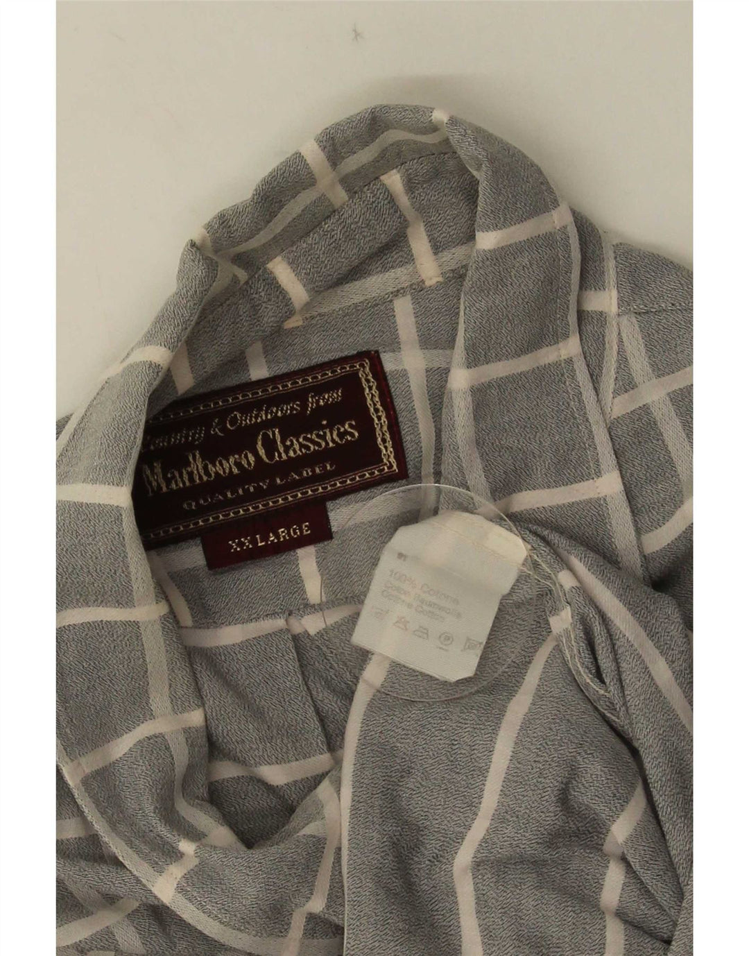 Мужская рубашка Marlboro Classics с коротким рукавом 2XL, серая клетка, хлопок