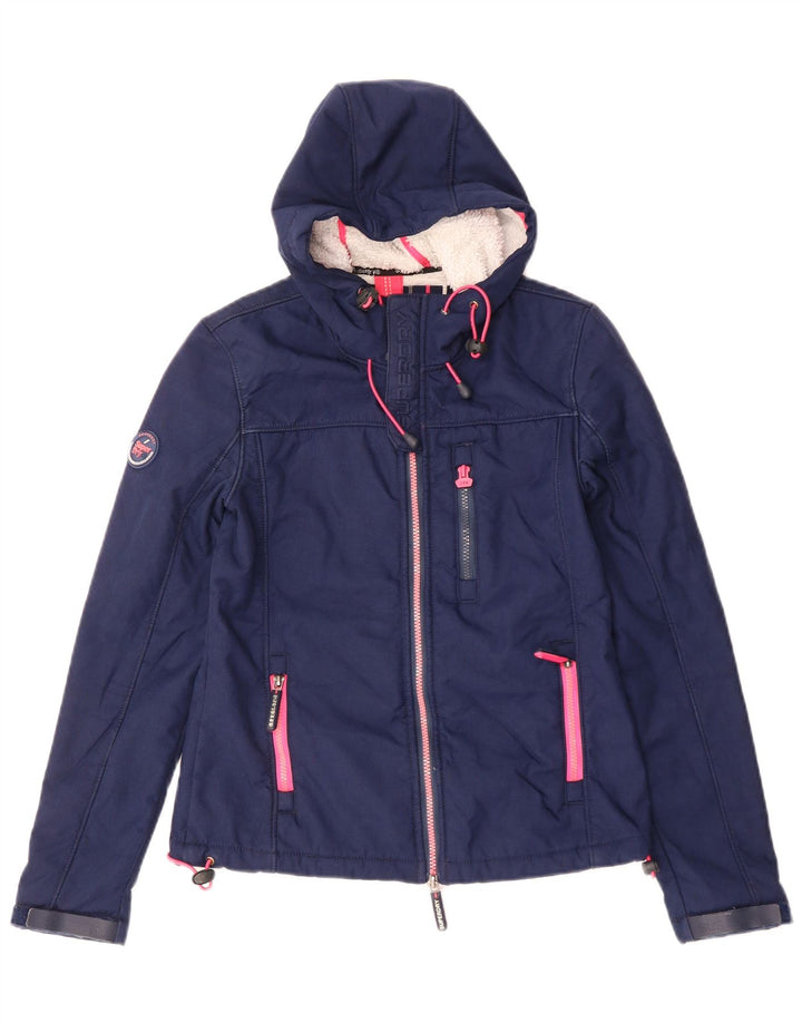 Женская ветровка с капюшоном Superdry UK 6 XS Темно-синий полиэстер