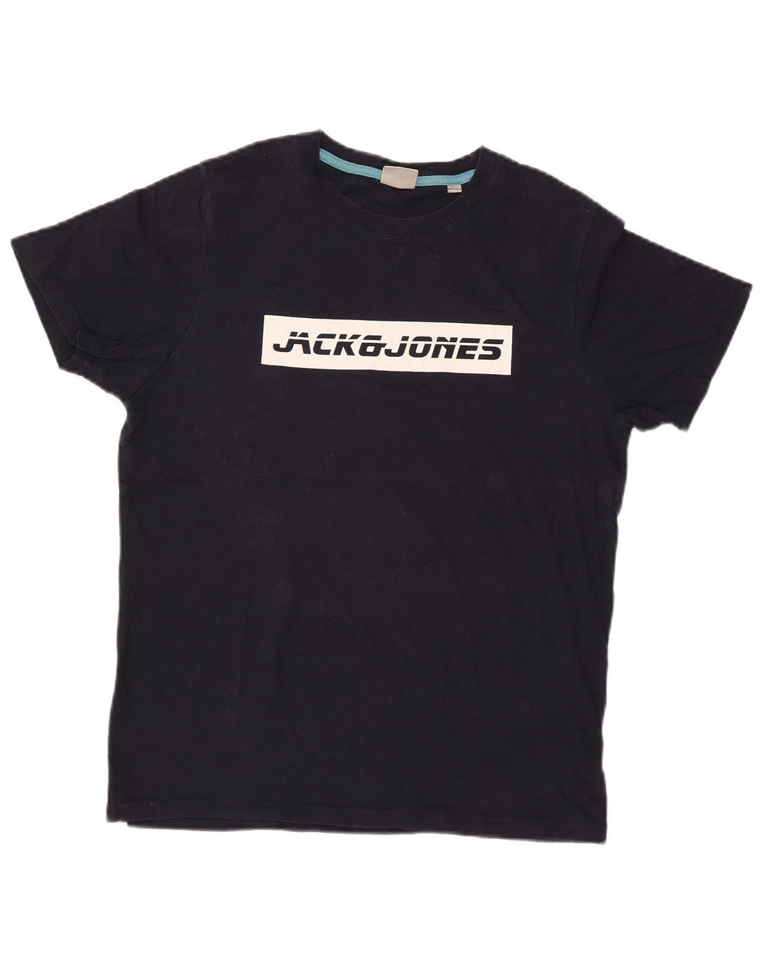 Мужская футболка с рисунком JACK & JONES, топ среднего размера, темно-синий, хлопок