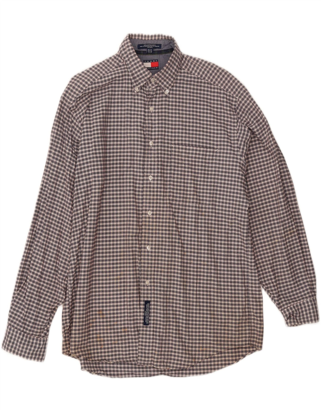TOMMY HILFIGER Mens Shirt Size 15 1/2 34/35 Medium Brown Check Cotton Vintage Tommy Hilfiger and Second-Hand Tommy Hilfiger from Messina Hembry 