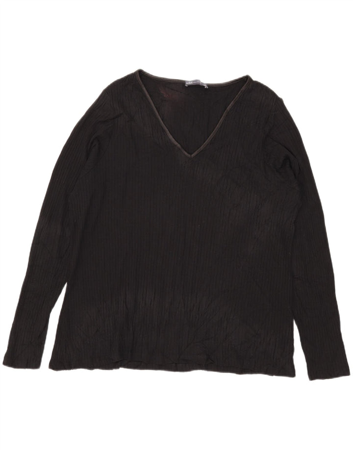 Женский топ с длинным рукавом Marks & Spencer UK 24 4XL Черный вискоза