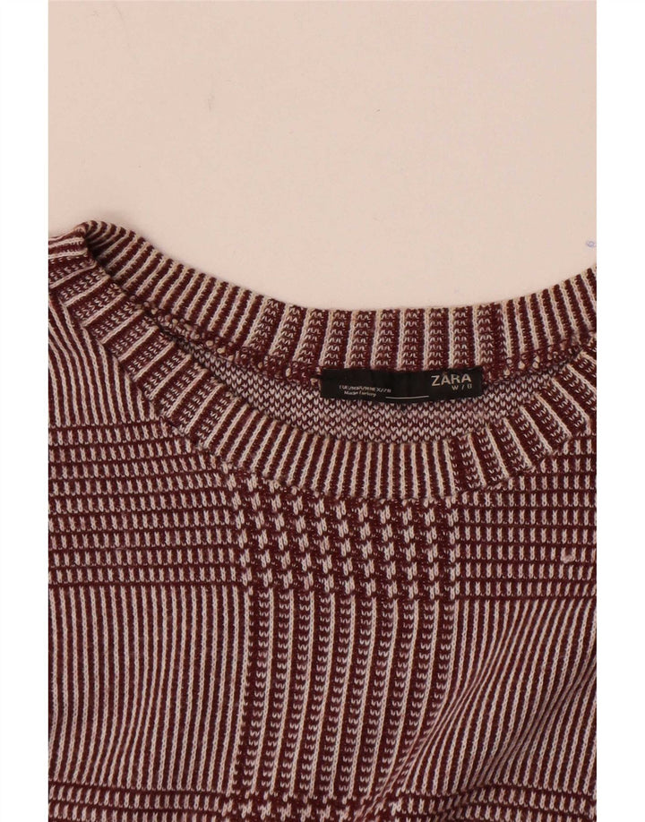 Женский топ Zara с рукавом 3/4 UK 14, средний бордовый цвет в клетку