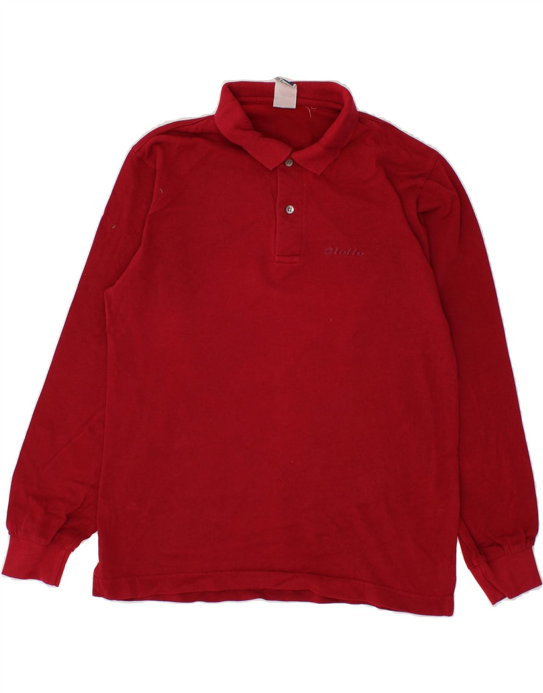 LOTTO Mens Long Sleeve Polo Shirt Medium Maroon Vintage Lotto and Second-Hand Lotto from Messina Hembry 
