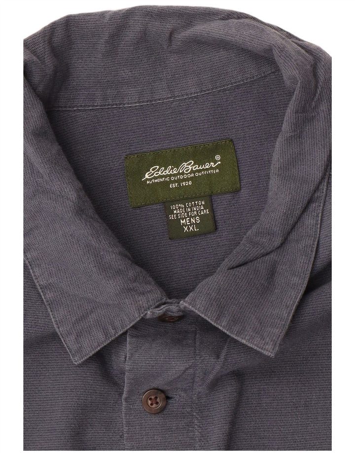 Мужская рубашка с коротким рукавом Eddie Bauer 2XL темно-синяя, хлопок
