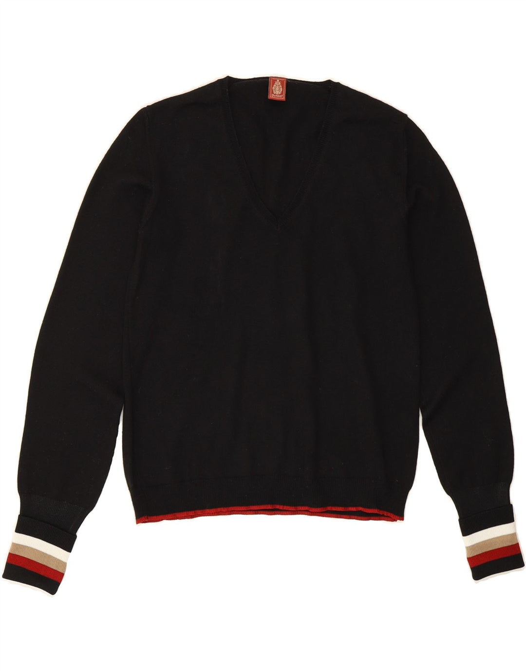 DONDUP Womens V-Neck Jumper Sweater UK 12 Medium Black Wool Vintage Dondup and Second-Hand Dondup from Messina Hembry 