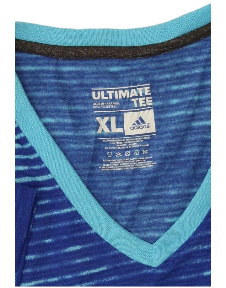 Женская футболка ADIDAS Climalite Top UK 18 XL, полиэстер в синюю полоску