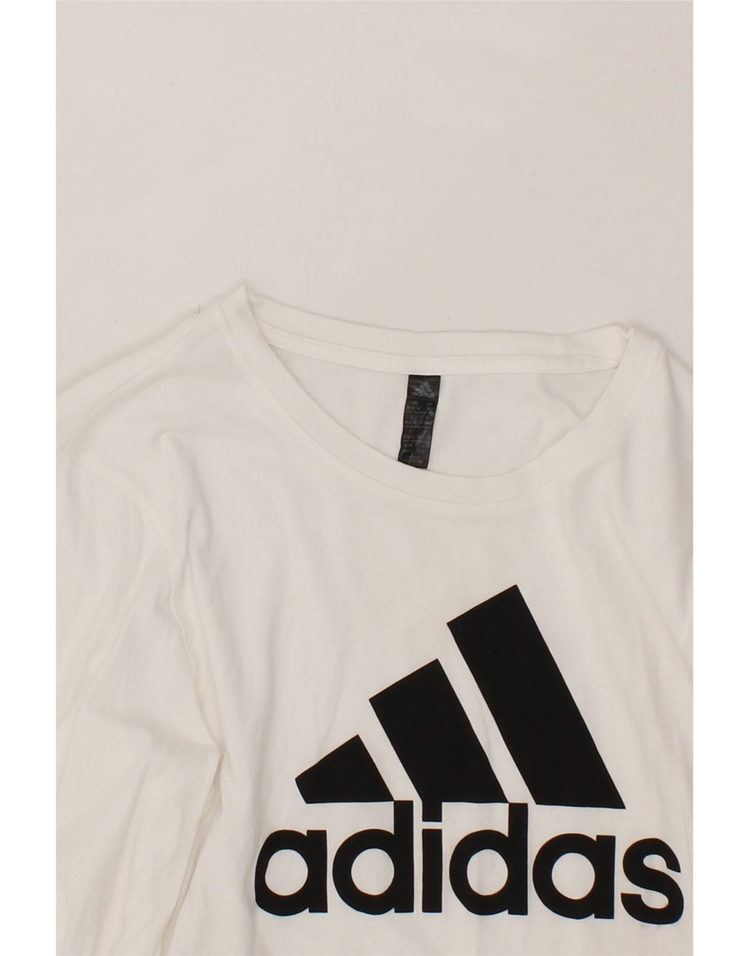ADIDAS Womens Graphic Top Long Sleeve UK 12/14 Medium White Cotton Vintage Adidas and Second-Hand Adidas from Messina Hembry 