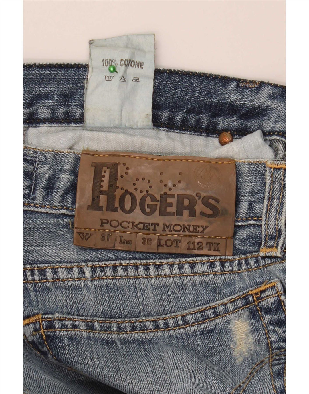 Мужские потертые узкие джинсы Roy Rogers W31 L34, синий хлопок