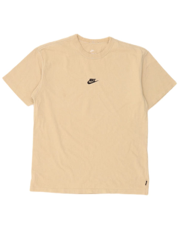 Мужская футболка свободного кроя Nike, хлопковый топ среднего бежевого цвета