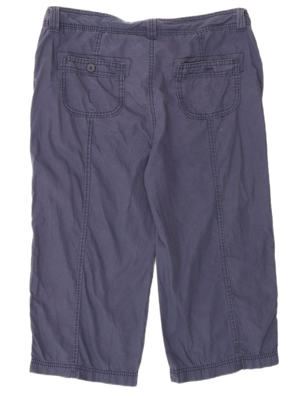 Marks & Spencer Womens Capri Trousers UK 16 Large W34 L20 Navy Blue Cotton