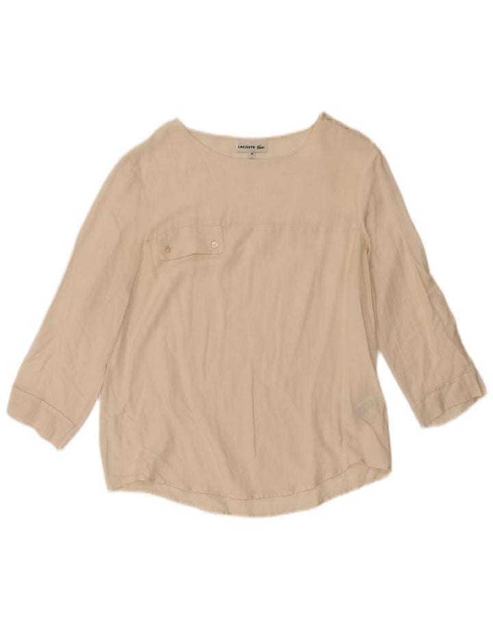 Lacoste Женская блузка с рукавом 3/4, размер 38, средний, белый, хлопок