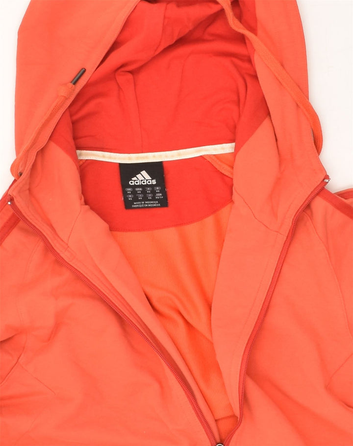 ADIDAS Womens Zip Hoodie Sweater UK 6 XS Orange Cotton | Vintage Adidas | Thrift | Second-Hand Adidas | Used Clothing | Messina Hembry 