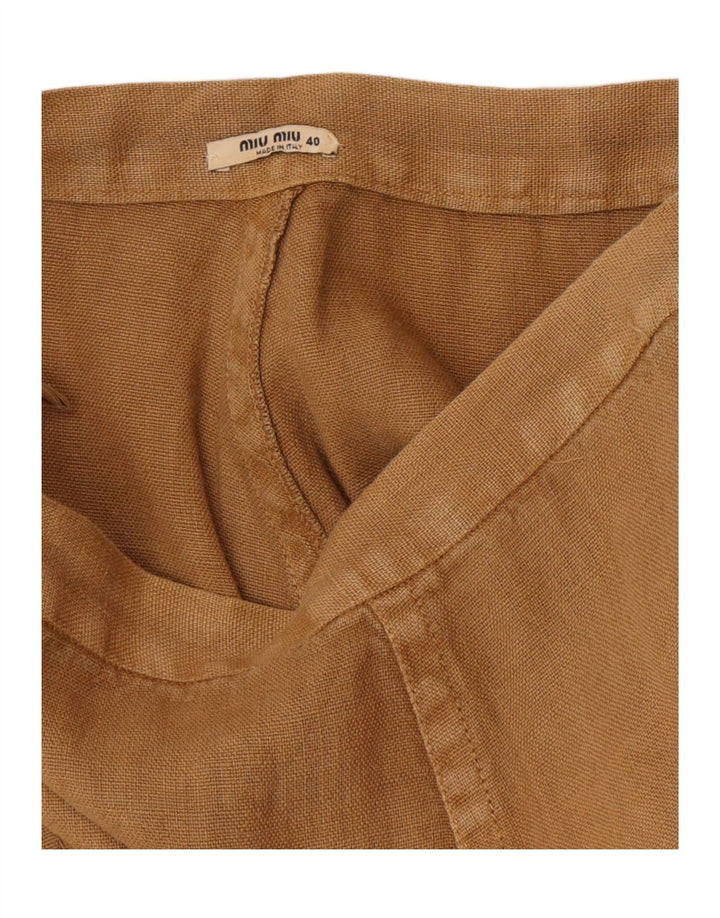 Miu Miu Женская юбка-трапеция IT 40 Small W26 Хаки, льняная классика