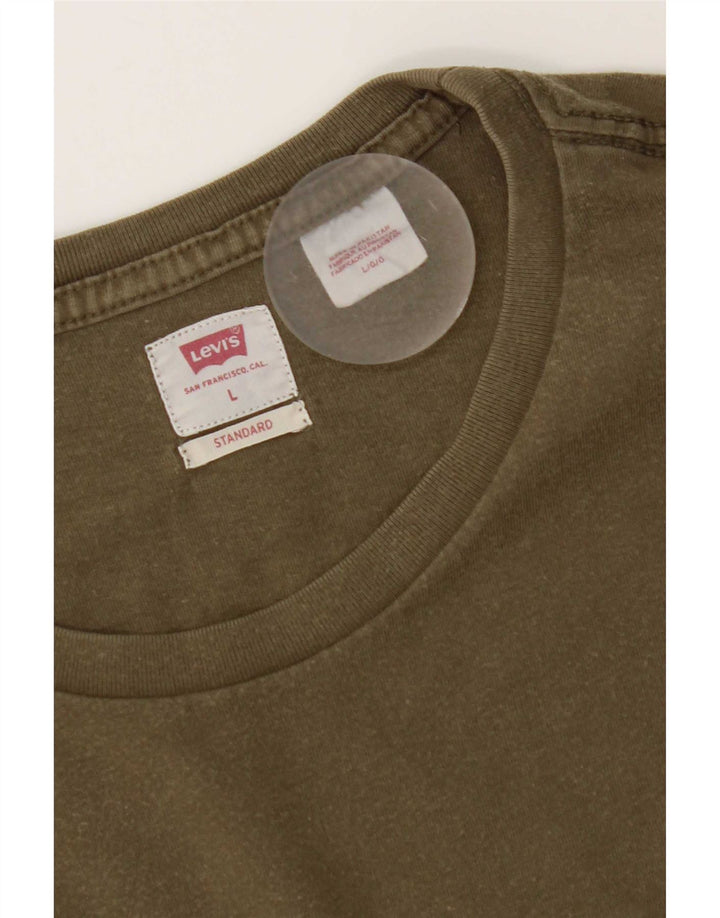 Мужская стандартная футболка Levi's, большой размер, цвет хаки, хлопок