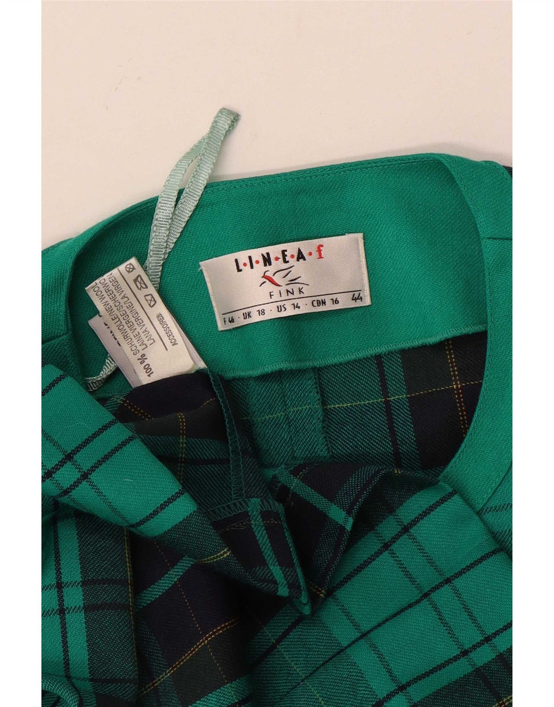 Женский пиджак Fink UK 18 XL из натуральной шерсти в зеленую клетку