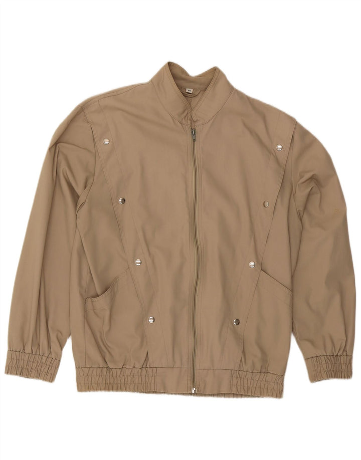 VINTAGE Mens Bomber Jacket IT 48 Medium Beige Polyester