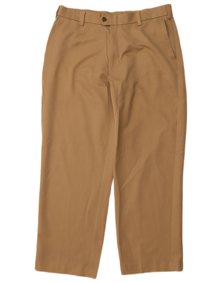 IZOD Мужские прямые брюки костюмные W34 L30 бежевые из полиэстера
