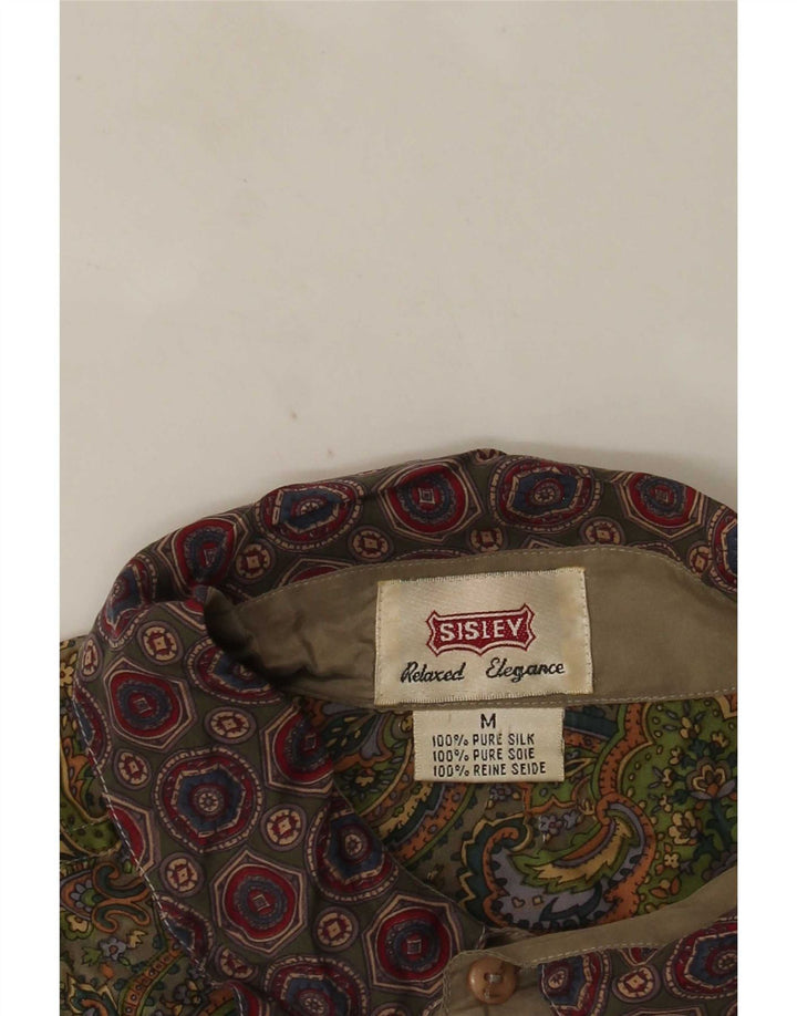 Мужская рубашка с коротким рукавом Sisley, бежевая, шелк с пейсли