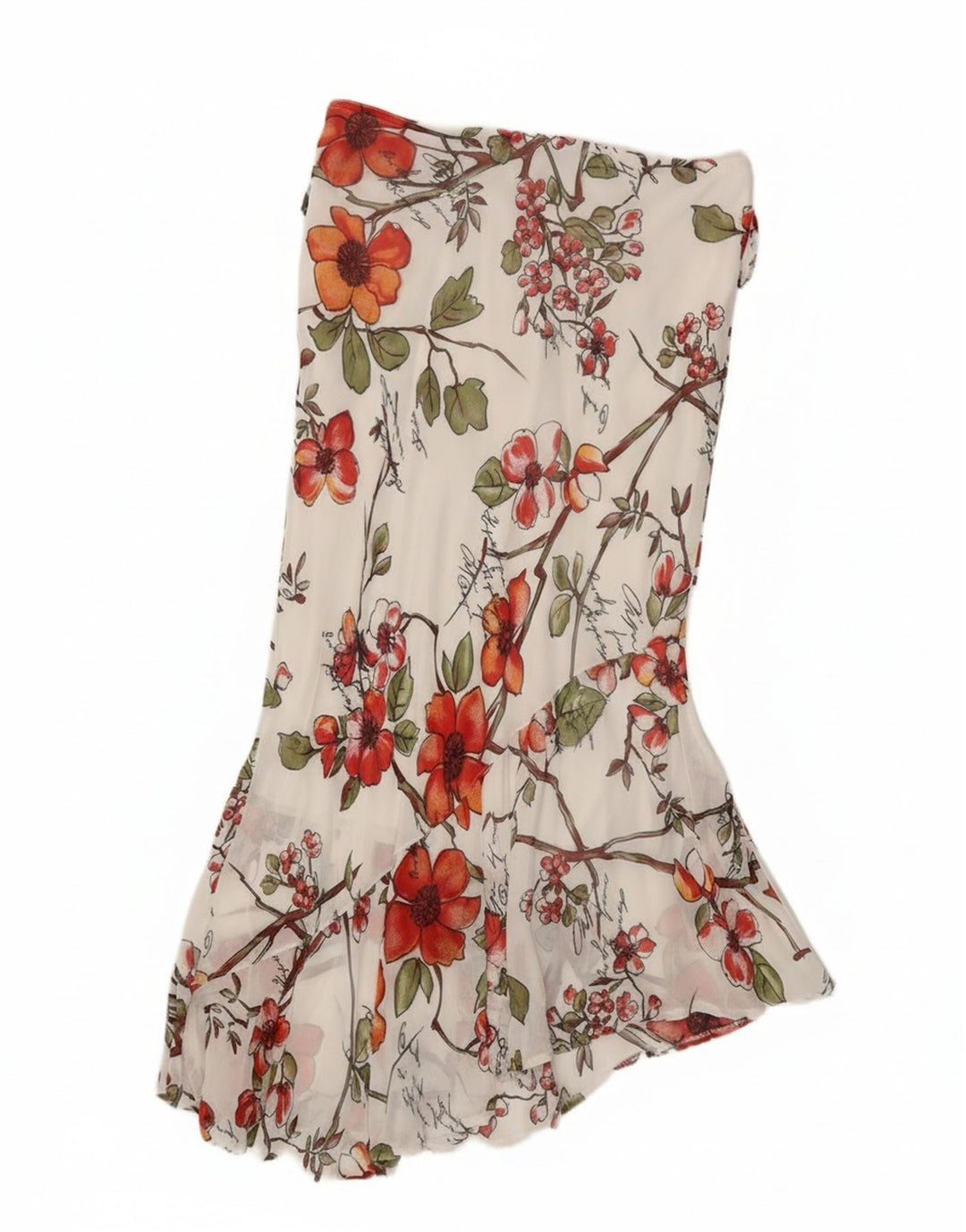 Винтажная женская асимметричная юбка W32, большая белая вискоза с цветочным принтом