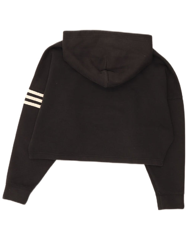 Женский укороченный джемпер с капюшоном Adidas Oversized UK 6 XS, черный хлопок