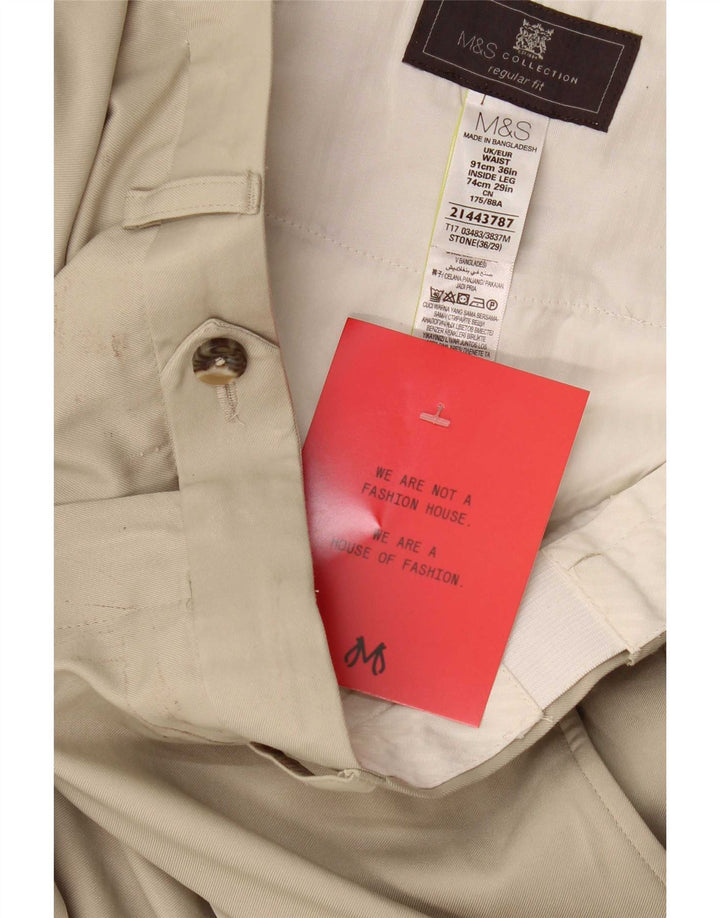 Мужские костюмные брюки классического кроя Marks & Spencer W36 L29, бежевый полиэстер